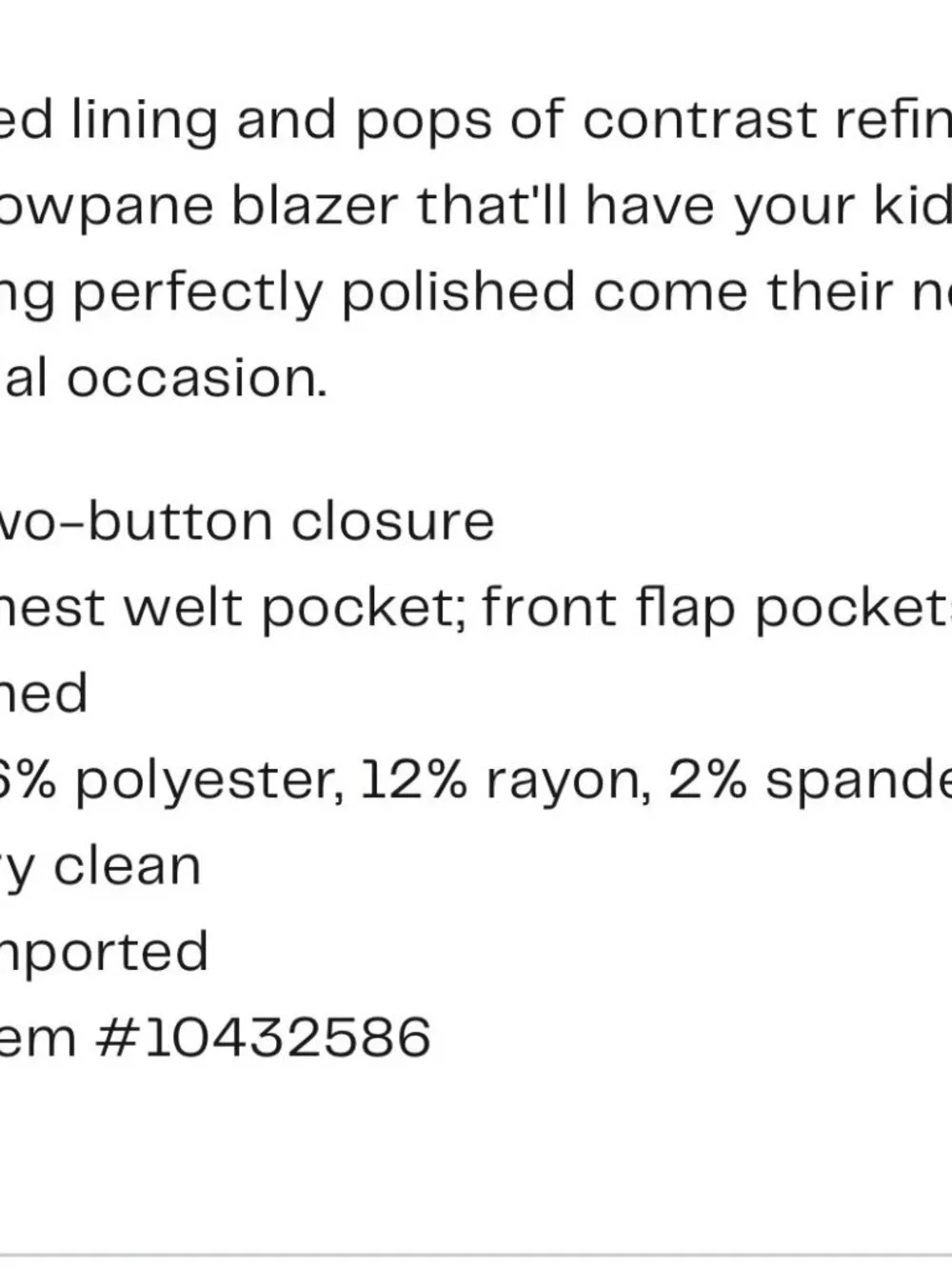APPAMAN Kid’s Club Windowpane Blazer 2T Wool Plaid Formal Wedding Holiday Photo